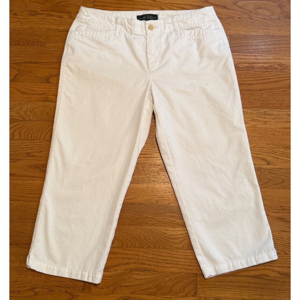 Lauren Ralph Lauren White Cotton Crop Pants Straight Leg Size 6